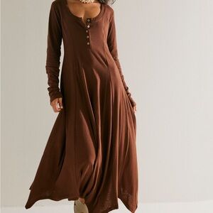 Free People Brown Long Sleeve Dress